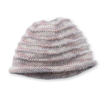 Caron Garter ridges minimalist knit Beanie Garter Ridges Minimalist Knit Beanie made using Caron yarn on a white background
