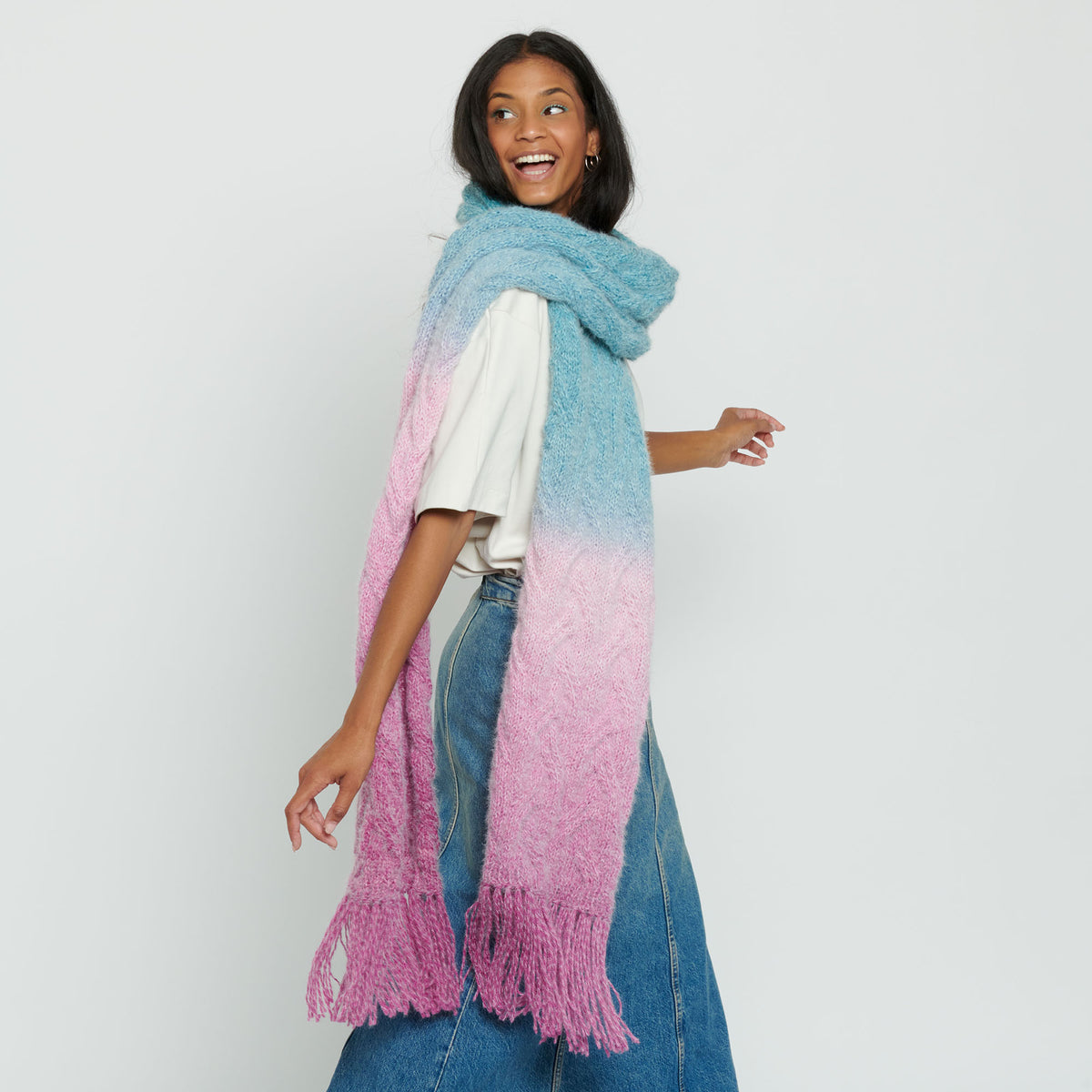 Knit Scarf made in Caron Colorama Halo Perfect Phasing Yarn