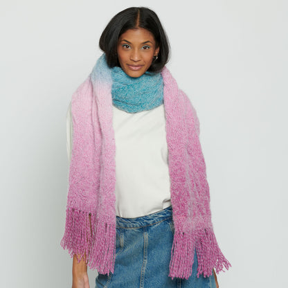 Caron Tuck Cables Big Knit Scarf Knit Scarf made in Caron Colorama Halo Perfect Phasing Yarn