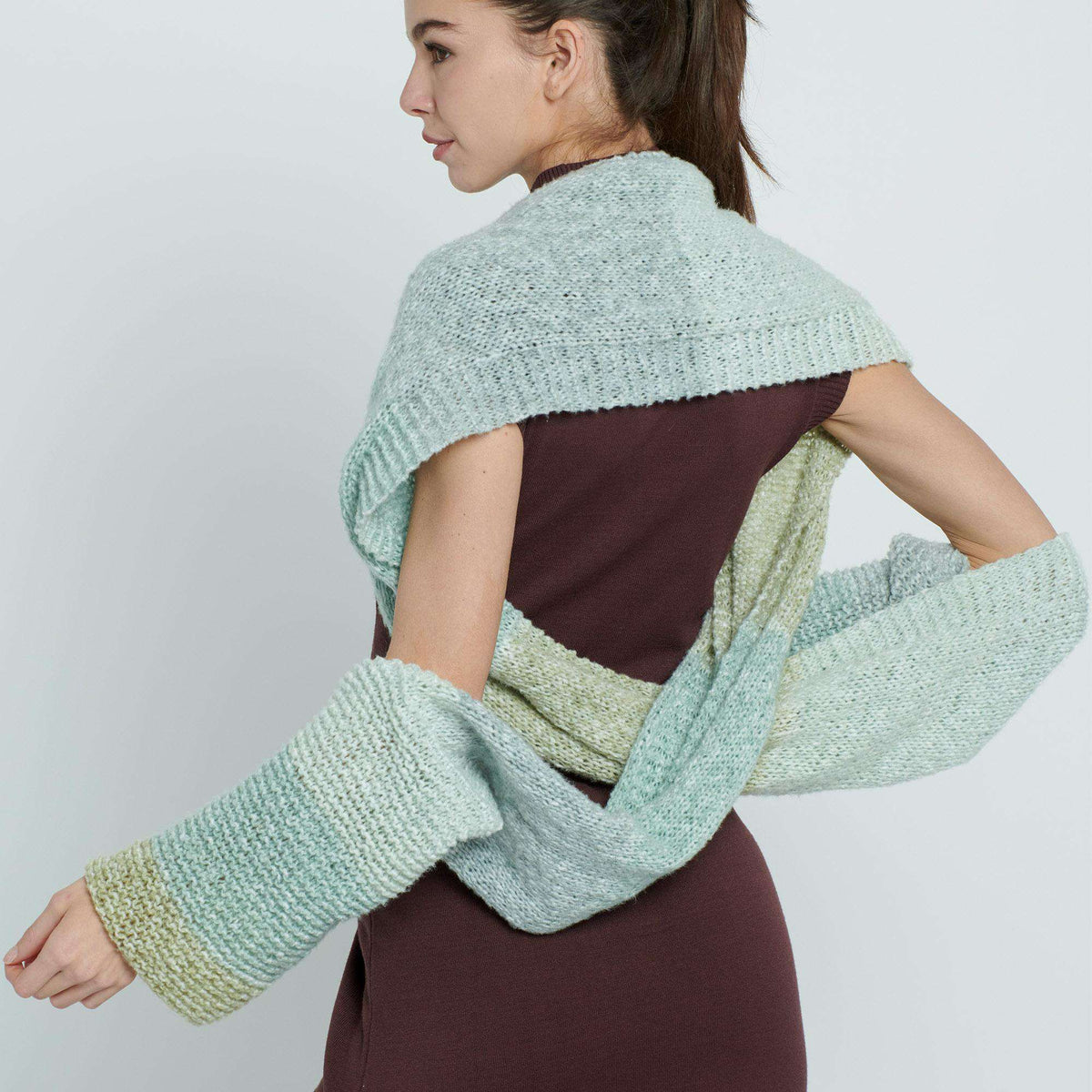 Knit Wrap made in Caron Cloud Cakes Yarn