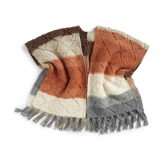 Knit Diamond Ruana made using Caron yarn