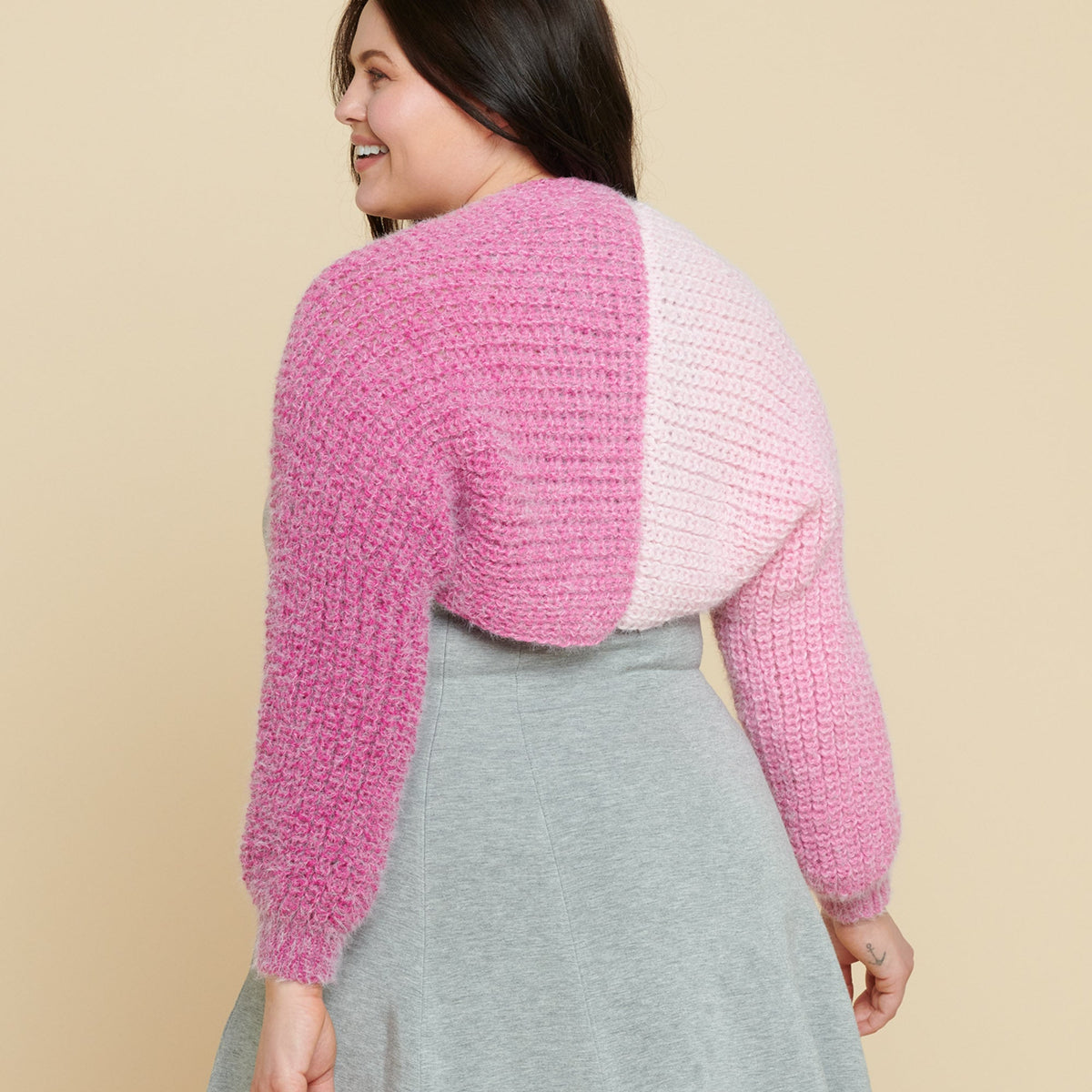 Knit Shrug made in Caron Colorama Halo Perfect Phasing Yarn