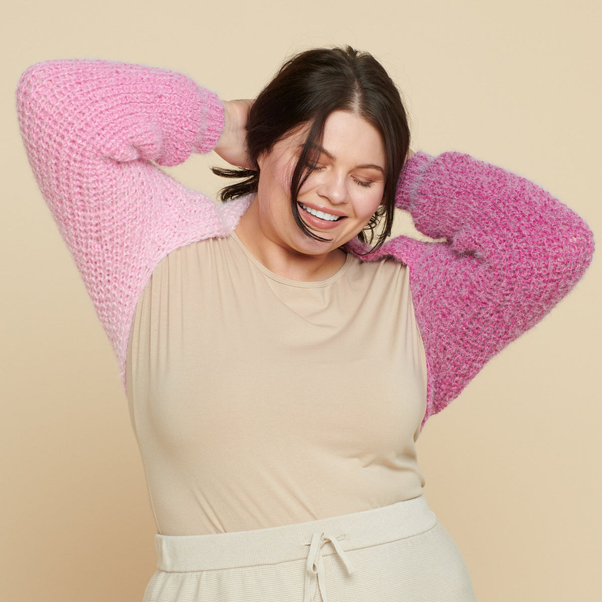 Knit Shrug made in Caron Colorama Halo Perfect Phasing Yarn