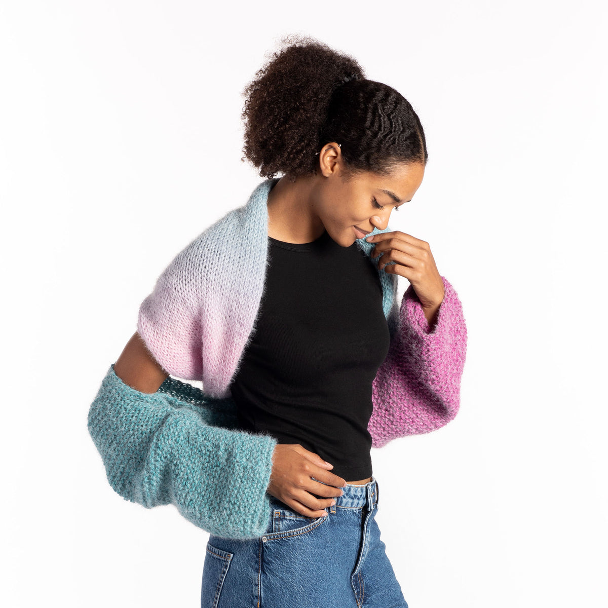 Knit Wrap made in Caron Colorama Halo Perfect Phasing Yarn