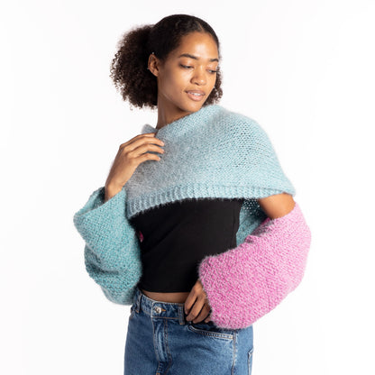 Caron Colorama Halo Knit Twisted Wrap Knit Wrap made in Caron Colorama Halo Perfect Phasing Yarn