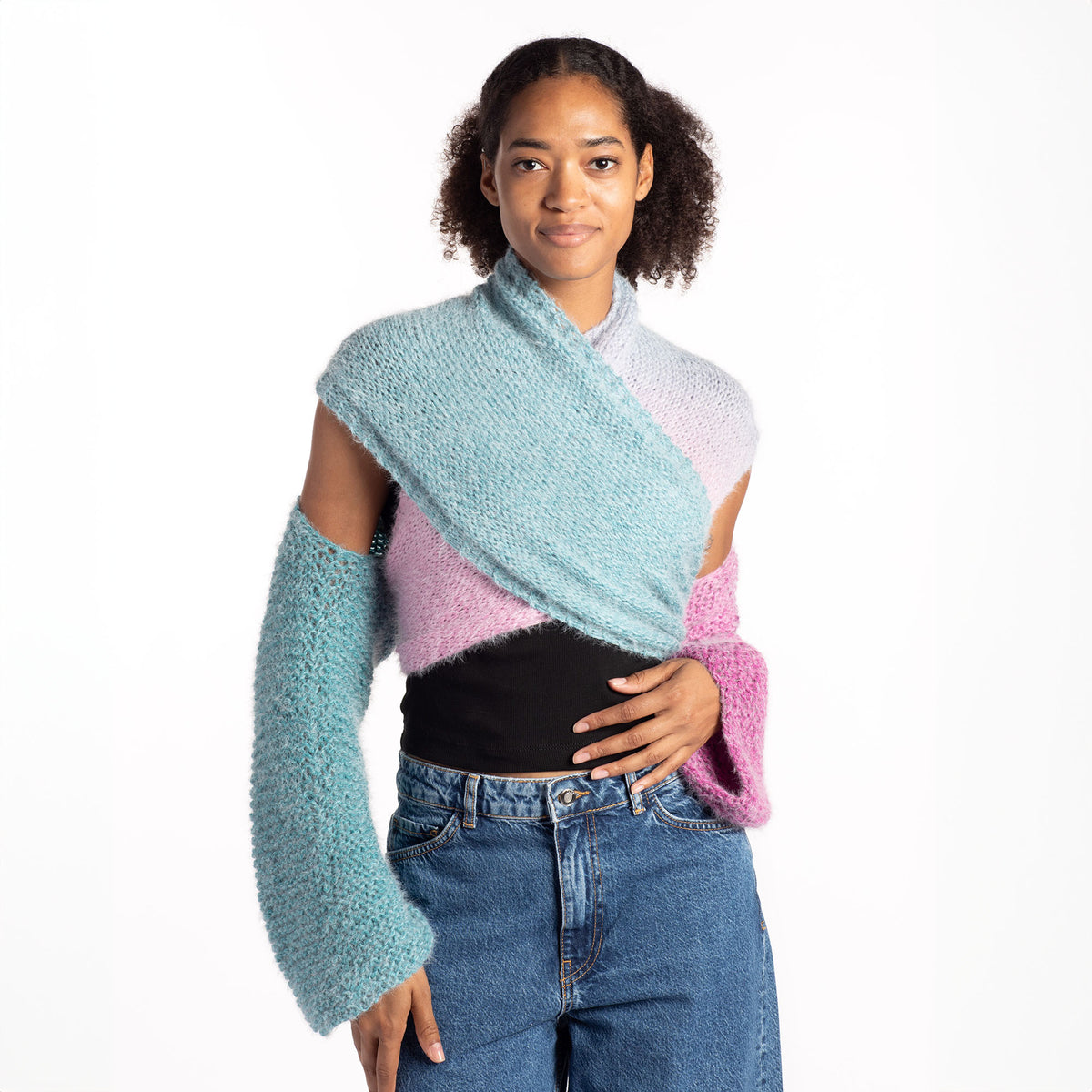 Knit Wrap made in Caron Colorama Halo Perfect Phasing Yarn