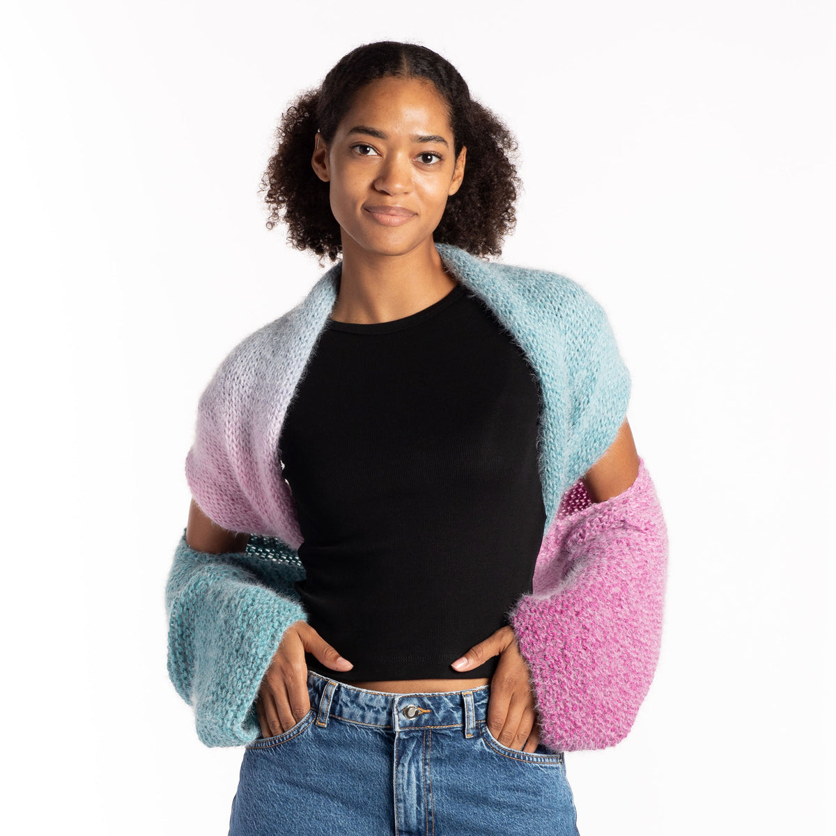 Knit Wrap made in Caron Colorama Halo Perfect Phasing Yarn
