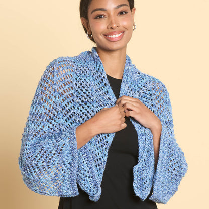 Caron Open Chevron Knit Shawl High Tide