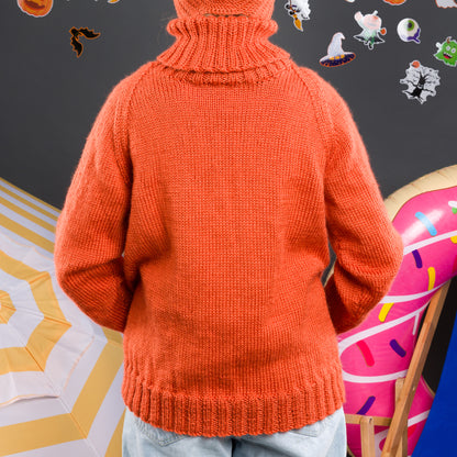 Caron Adult Knit Turtle Neck Pullover Pumpkin
