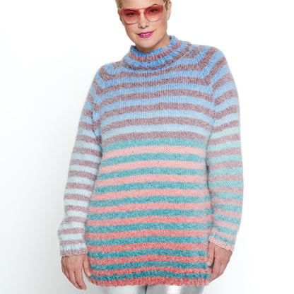 Caron Stripe Vibrations Knit Pullover Knit Pullover made in Caron Colorama Halo Perfect Phasing Yarn