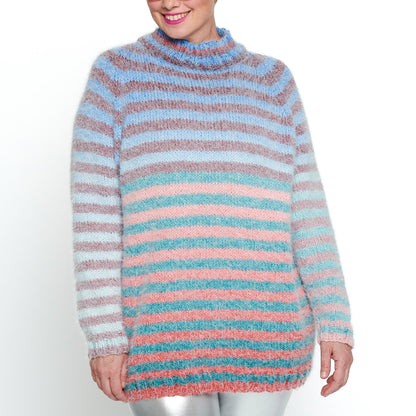 Caron Stripe Vibrations Knit Pullover Knit Pullover made in Caron Colorama Halo Perfect Phasing Yarn