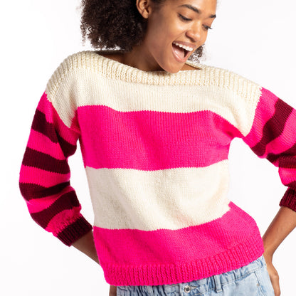 Caron Striped Harmony Beginner Knit Sweater Knit Sweater made in Caron Simply Soft Yarn