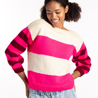 Caron Striped Harmony Beginner Knit Sweater Knit Sweater made in Caron Simply Soft Yarn