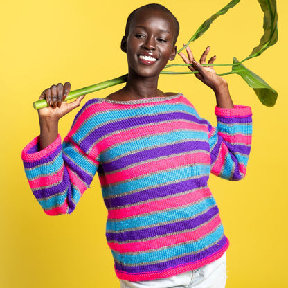 Caron Knit Bold Stripes Boatneck Pullover Knit Pullover made in Caron Simply Soft Yarn