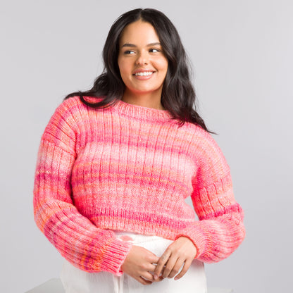 Caron Ribbed and Cropped Knit Pullover Ribbed And Cropped Knit Pullover made using Caron yarn