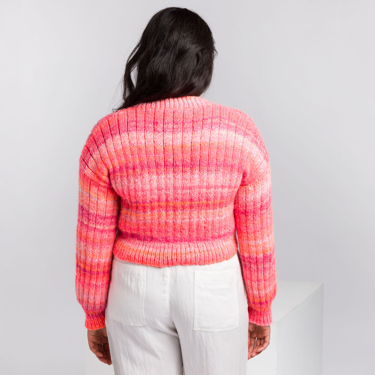 Ribbed And Cropped Knit Pullover made using Caron yarn