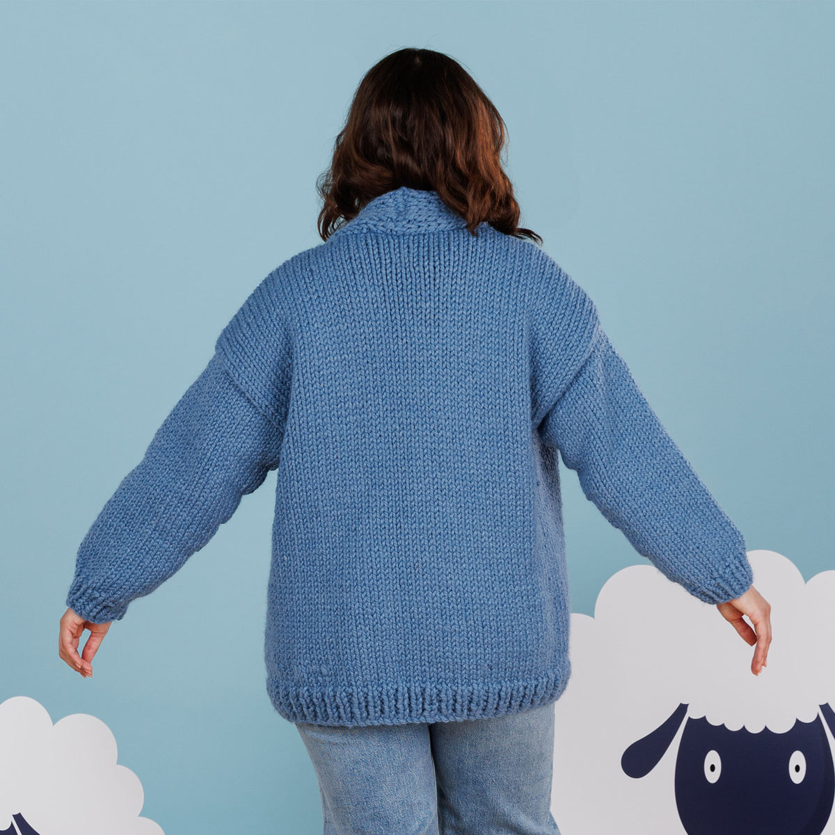 All Day Big Knit Cardigan made using Caron yarn