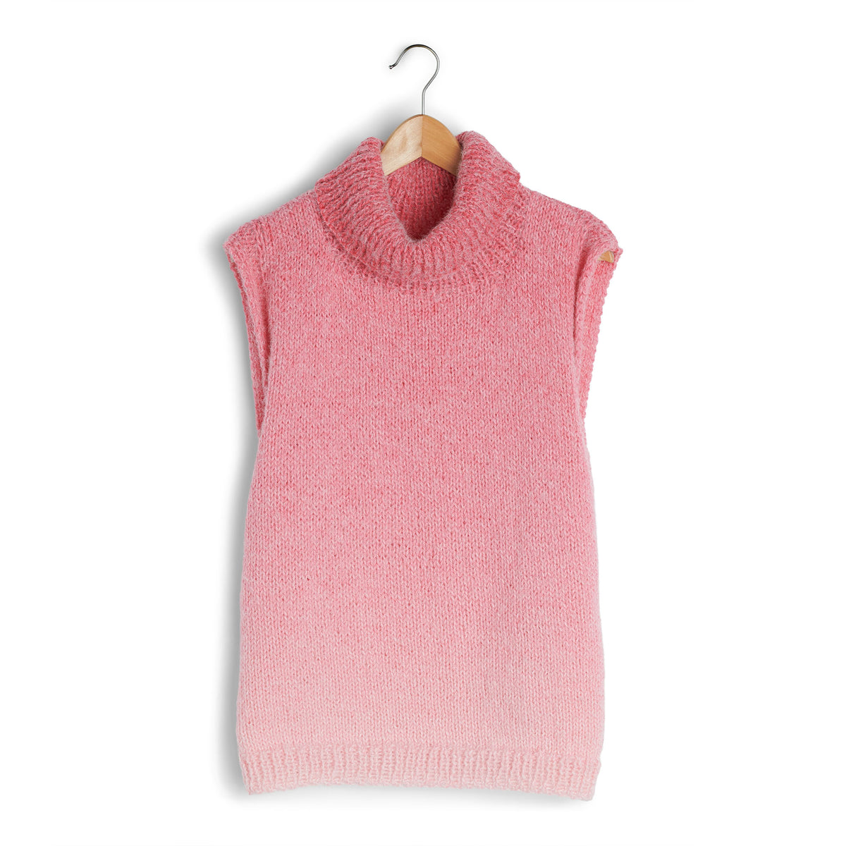 Classically Comfortable Sleeveless Long Neck Knit Vest made using Caron yarn