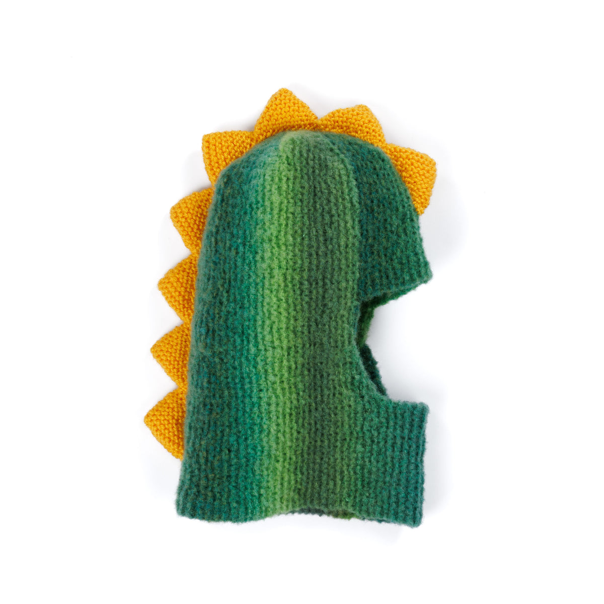 Knit Dino Helmet made using Caron yarn