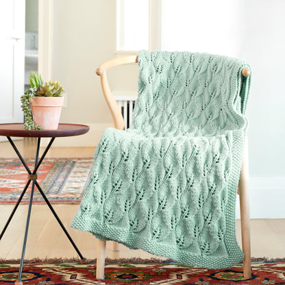 Caron Leafy Green Knit Afghan Soft Sage