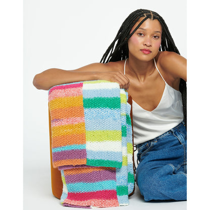 Caron Knit Beach Party Blanket Knit Blanket made in Caron Cinnamon Swirl Cakes Yarn