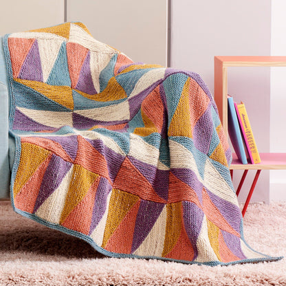 Caron Play the Angles Knit Blanket Knit Blanket made in Caron Jumbo Twirl Yarn