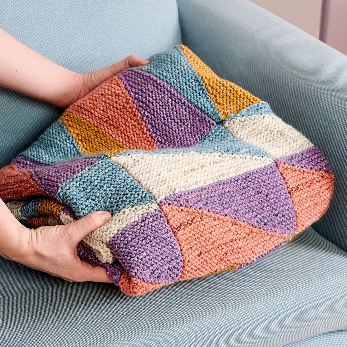 Knit Blanket made in Caron Jumbo Twirl Yarn