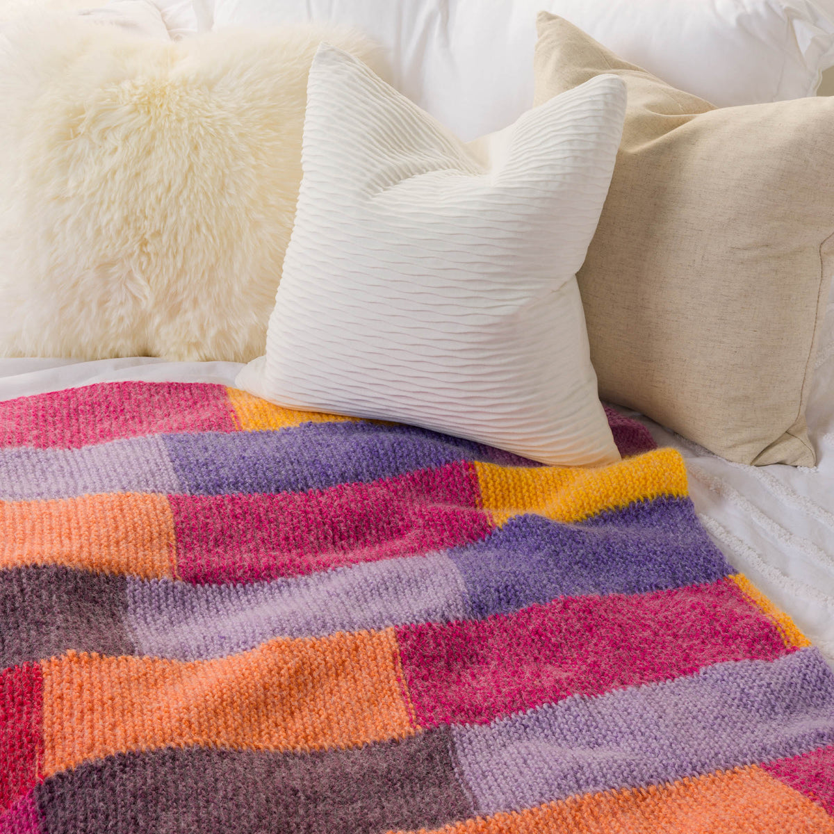 Knit Straight Strip Blanket made using Caron yarn