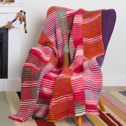 Caron Long and Striping Road Knit Blanket Long And Striping Road Knit Blanket made using Caron yarn