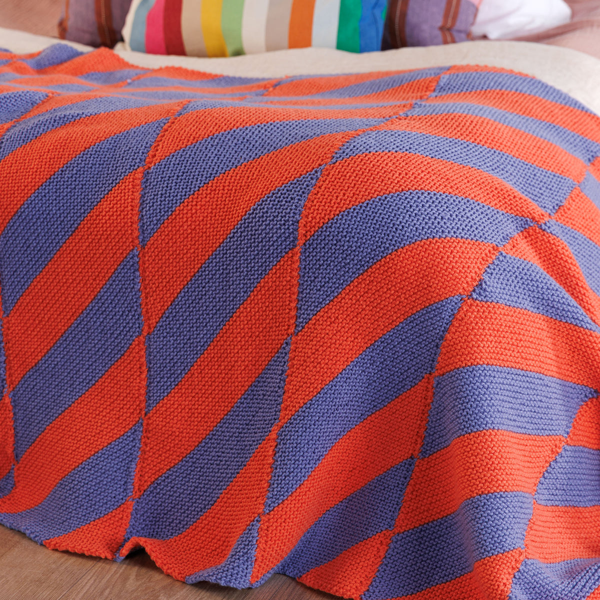 Electric Feel Knit Blanket made using Caron yarn