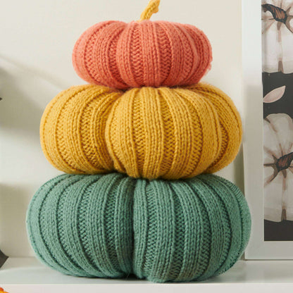 Caron Knit Pumpkin Center Piece Knit Piece made in Caron One Pound Yarn