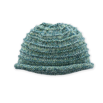 Caron Garter ridges knit Hat Grassy