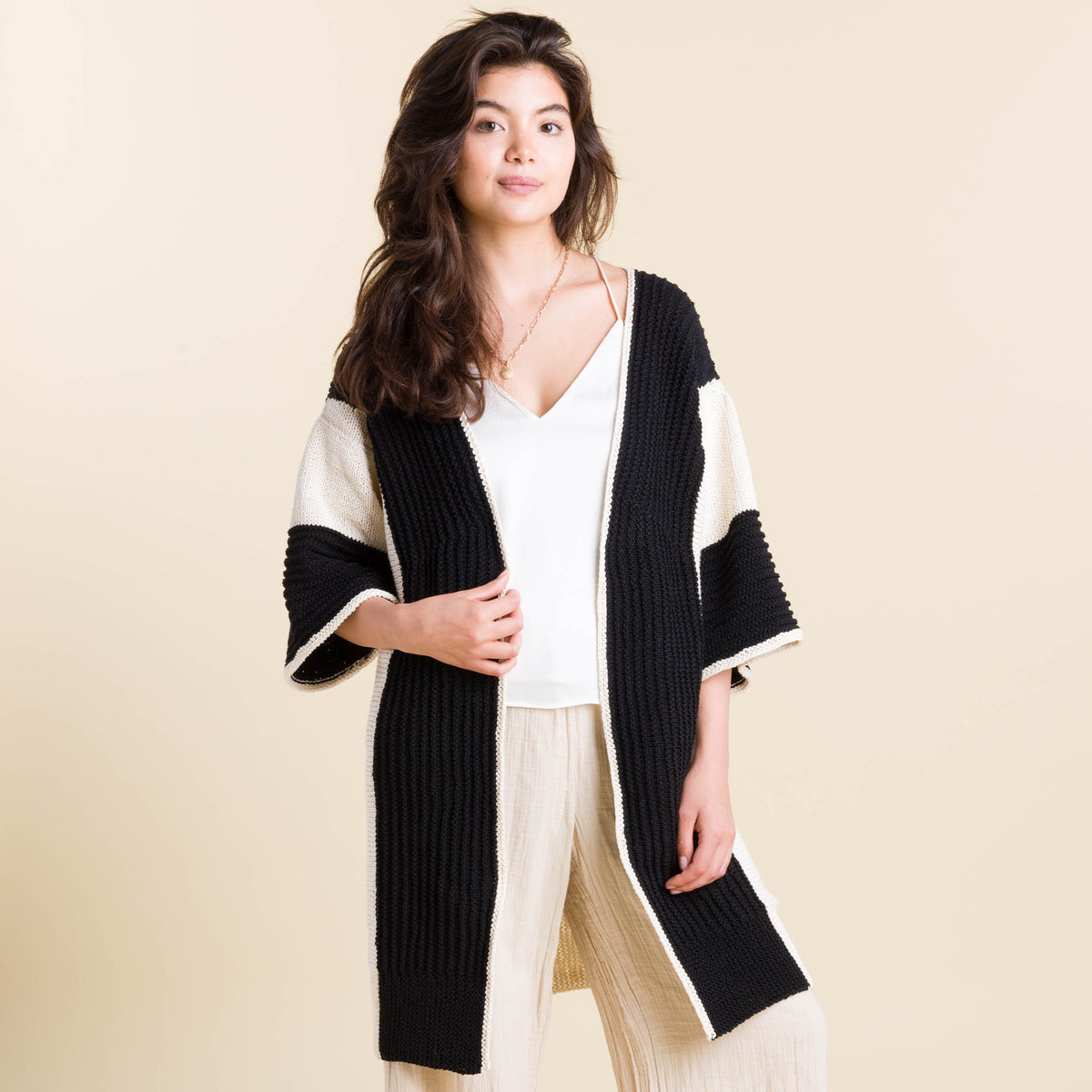 Knit Contrast Cardigan made using Caron yarn