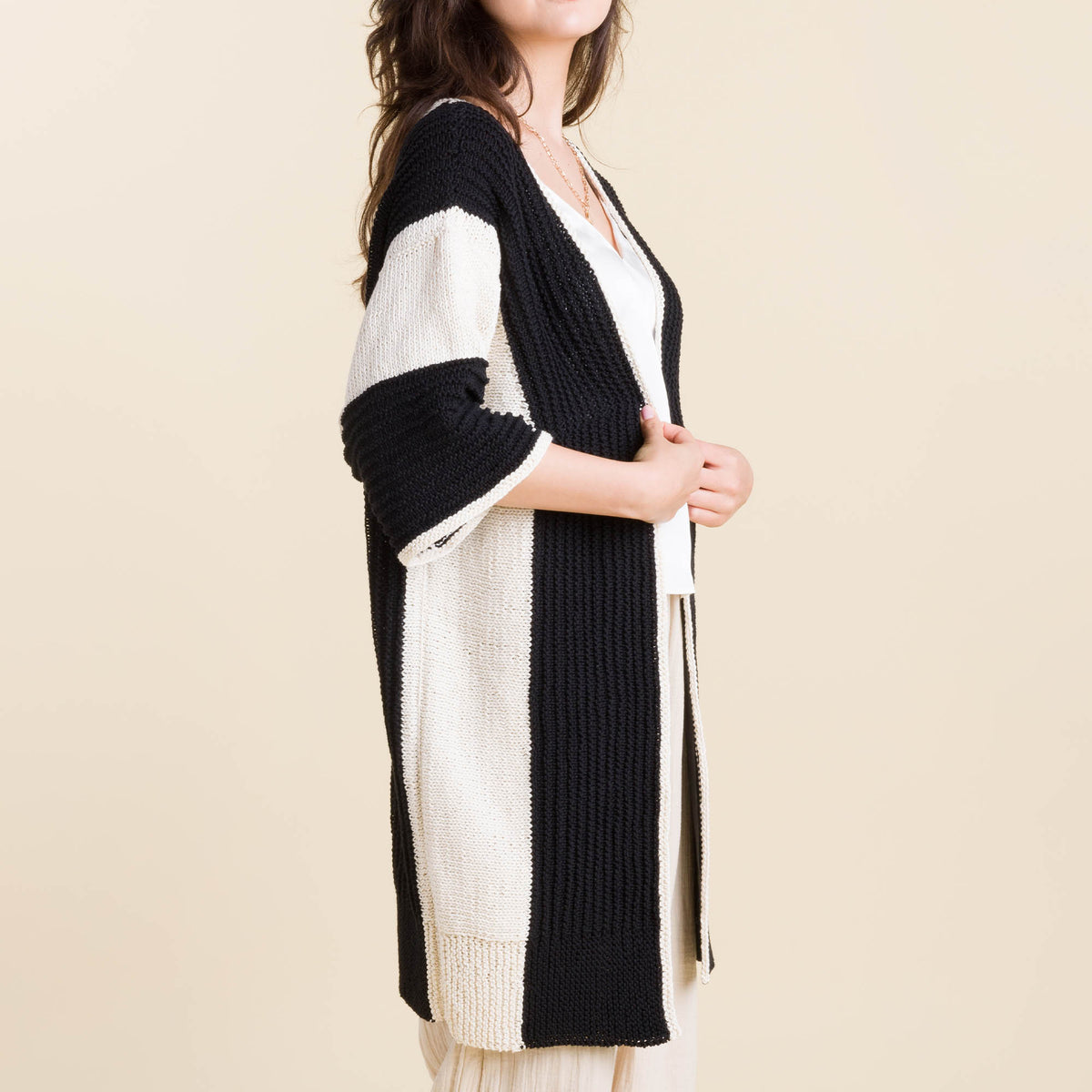 Knit Contrast Cardigan made using Caron yarn