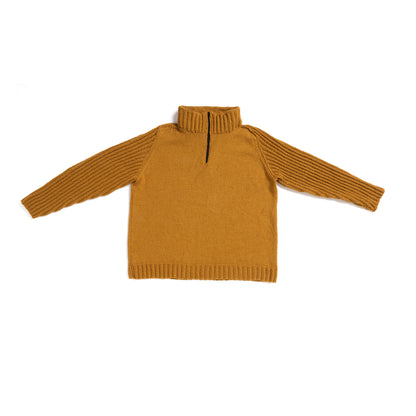 Caron Saddle Shoulder Half-Zip Knit Sweater Caramel