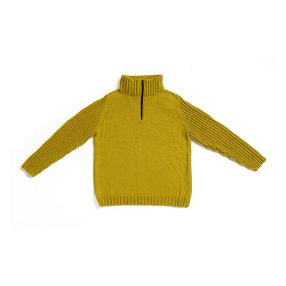 Caron Saddle Shoulder Half-Zip Knit Sweater Autumn Gold