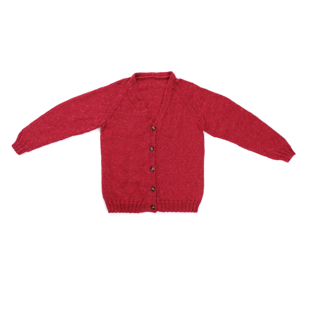 Good Neighbour Knit Cardigan made using Caron yarn on a white background
