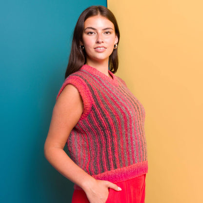 Caron Sideways Stripes Knit Vest Sideways Stripes Knit Vest made using Caron yarn