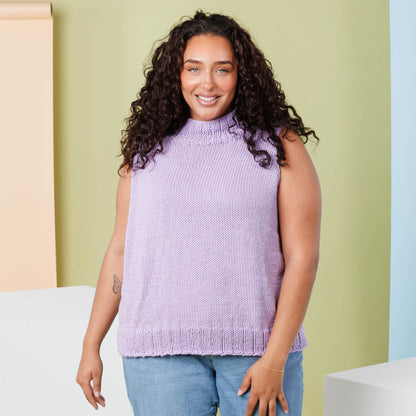 Caron Simply Me Knit Mockneck Vest Dusted Lilac