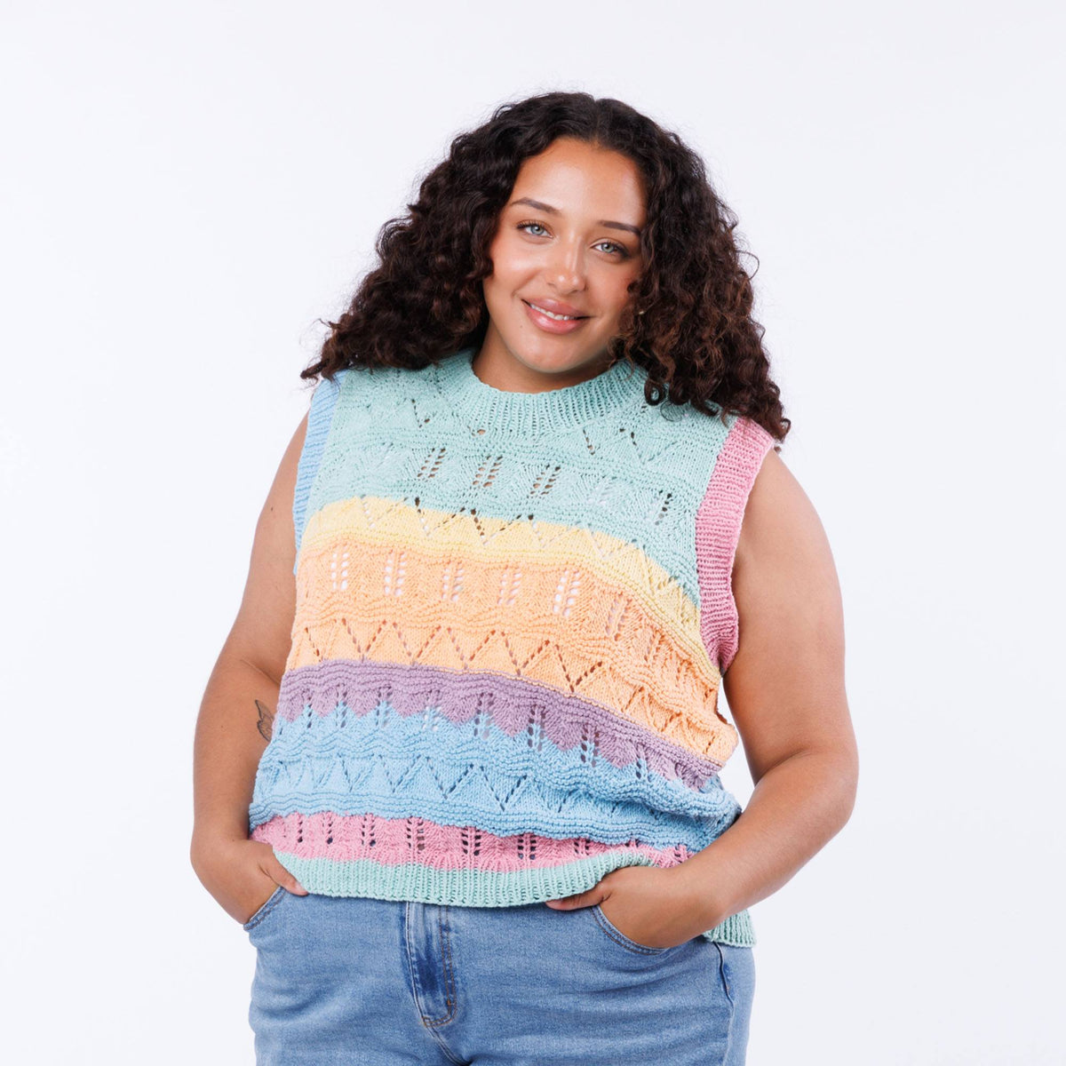 Lacy Knit Vest made using Caron yarn