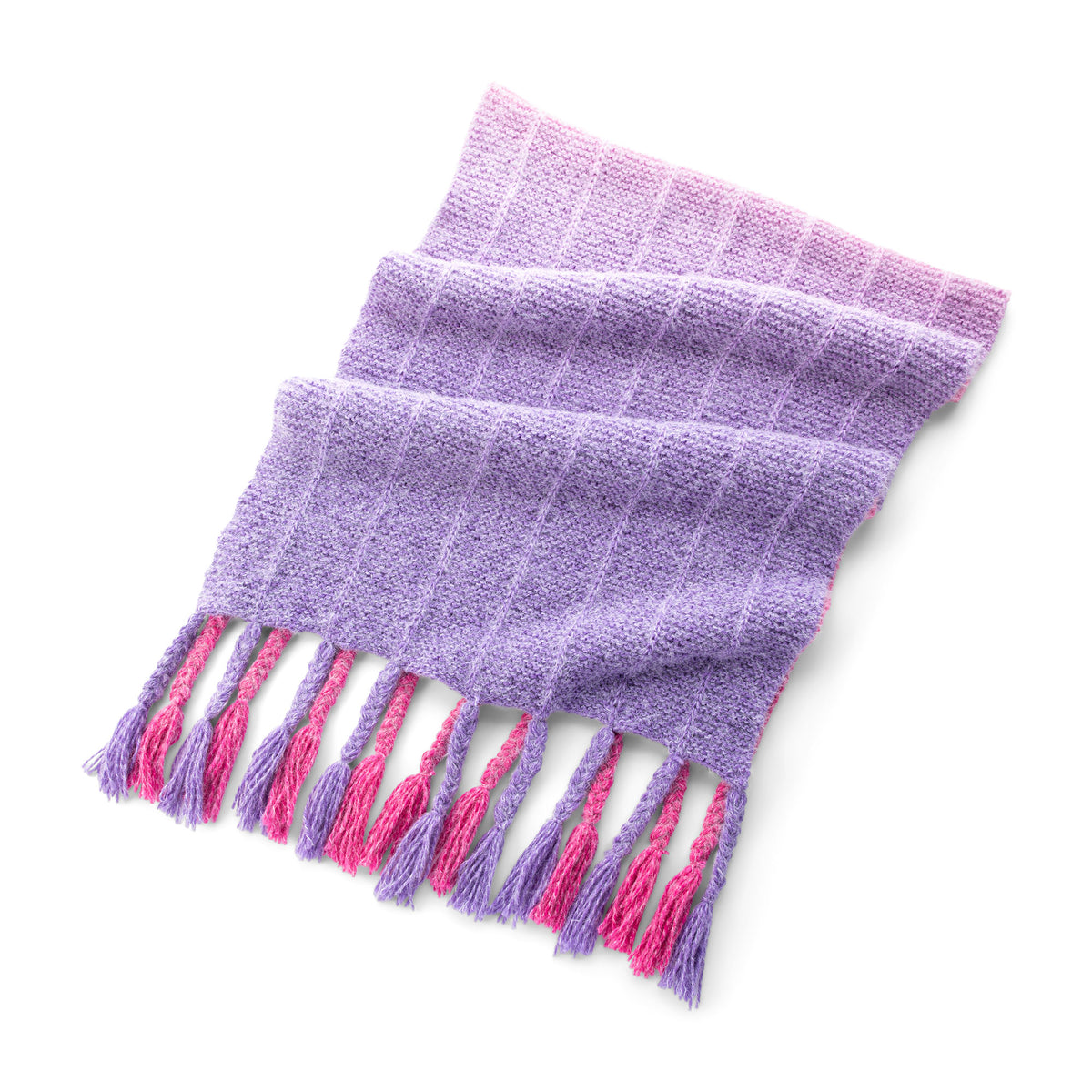 Braided Fringe Knit Blanket Scarf made using Caron yarn