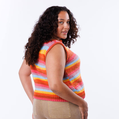 Caron Knit Striped Right Vest Knit Striped Right Vest made using Caron yarn
