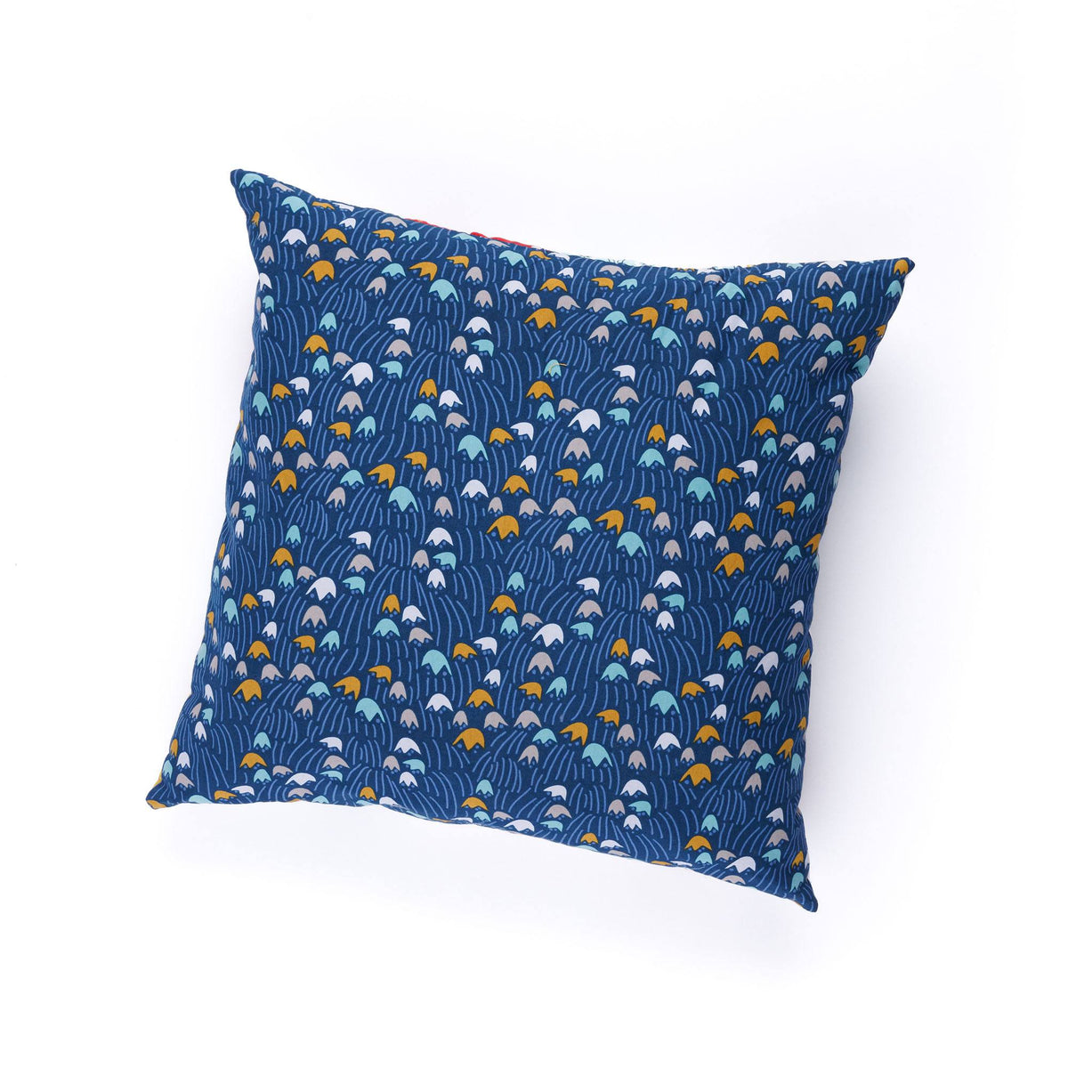 & Clark Half Square Triangle Quilted Pillow made using Coats yarn