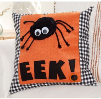 & Clark Sewing Eek Halloween Pillow made using Coats yarn