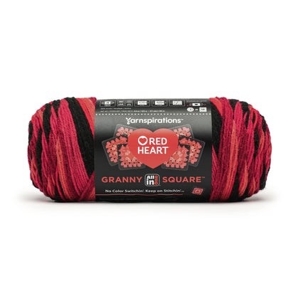 Red Heart All In One Granny Square Yarn (250g/8.8oz) Black - Ruby Red