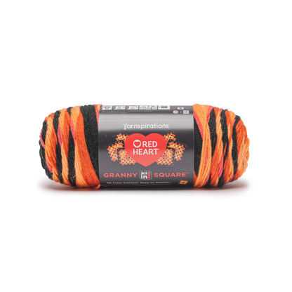 Red Heart All In One Granny Square Yarn (250g/8.8oz) Black - Tangerine Dream