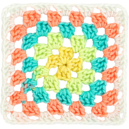 Red Heart All In One Granny Square Yarn (250g/8.8oz) Soft White - Rainbow Sherbet