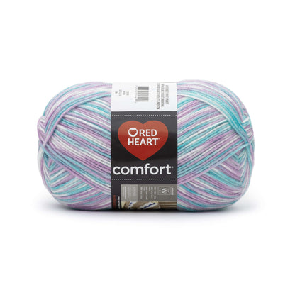 Red Heart Comfort Yarn - Discontinued Shades White/Violet/Mint Print