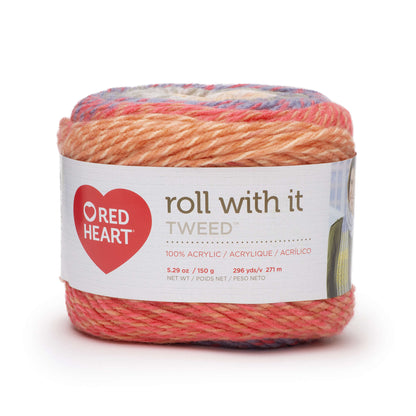 Red Heart Roll With It Tweed Yarn - Discontinued Shades Sunset