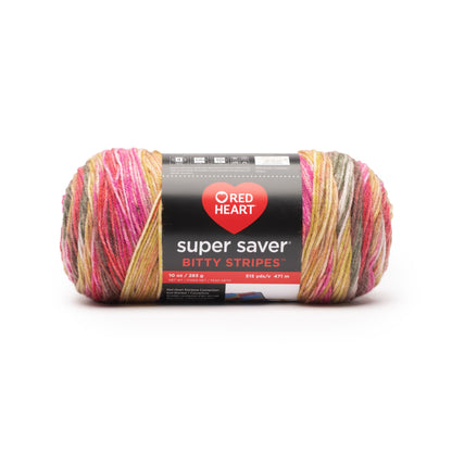 Red Heart Super Saver Bitty Stripes Yarn Strawberry Matcha